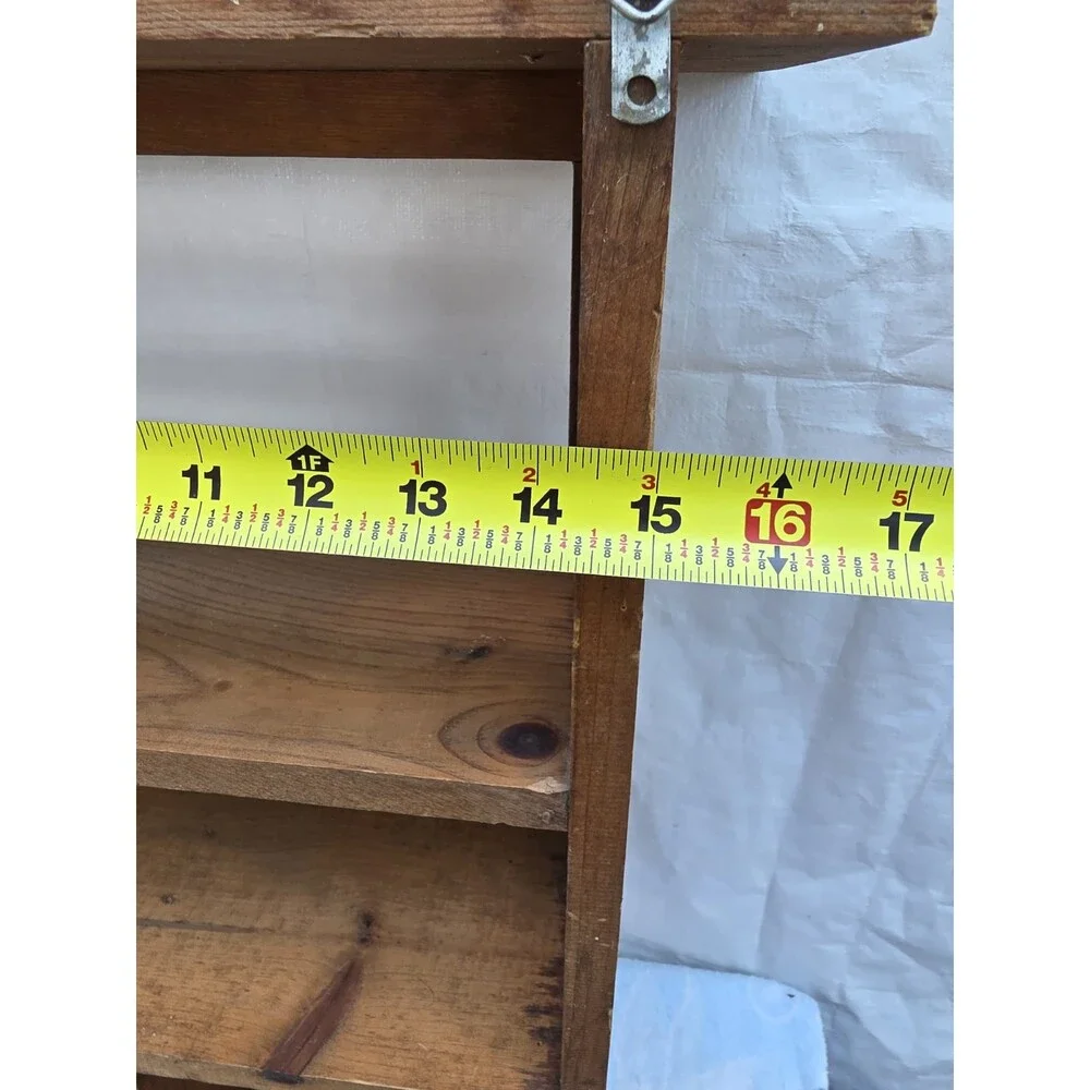 ​Vintage Rustic Wood Wall Shelf Unit – Small Curio Display Cabinet Cubbies 28.5